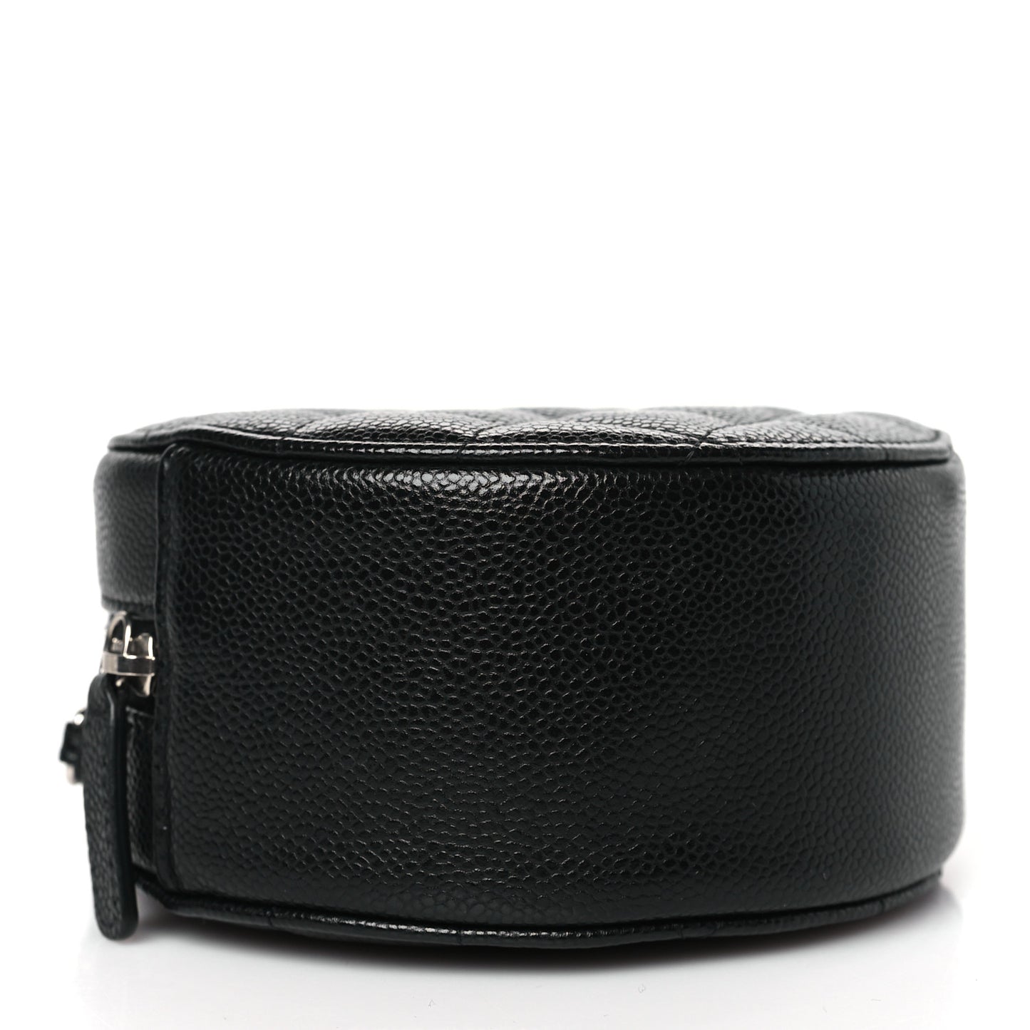 Caviar Quilted Round Clutch With Chain Black