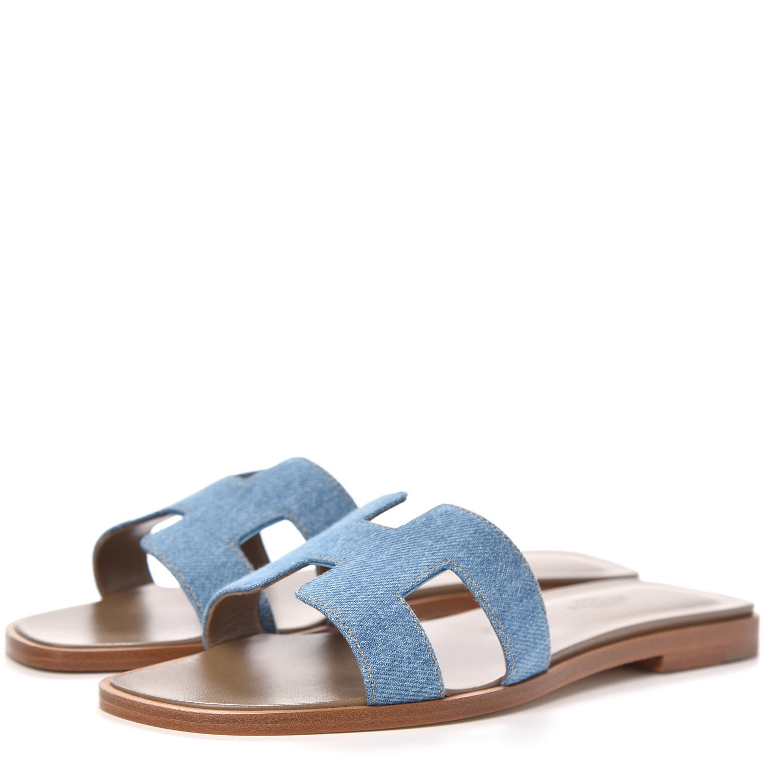 Hermes Denim Canvas Oran Sandals 36 Bleu Clair 3 of 9