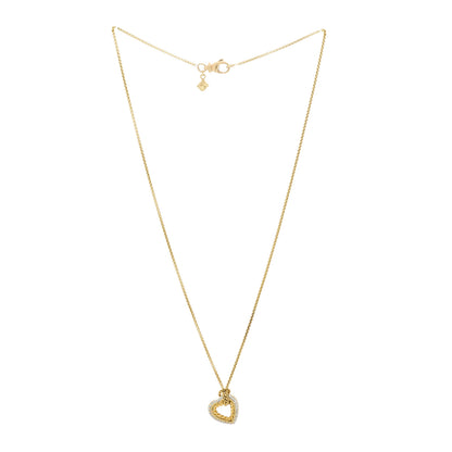 David Yurman 18K Yellow Gold Diamond Open Heart Cable Pendant Necklace 3 of 6