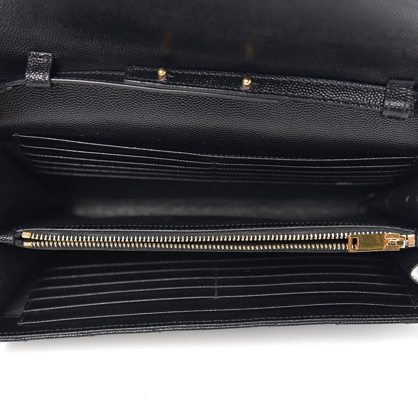 Grain De Poudre Matelasse Chevron Monogram Chain Wallet Black