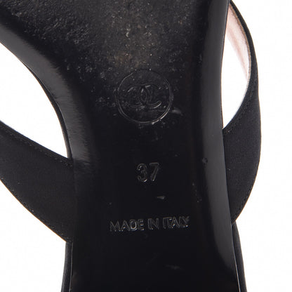 Chanel Satin Camellia Thong Sandals 37 Black 8 of 10