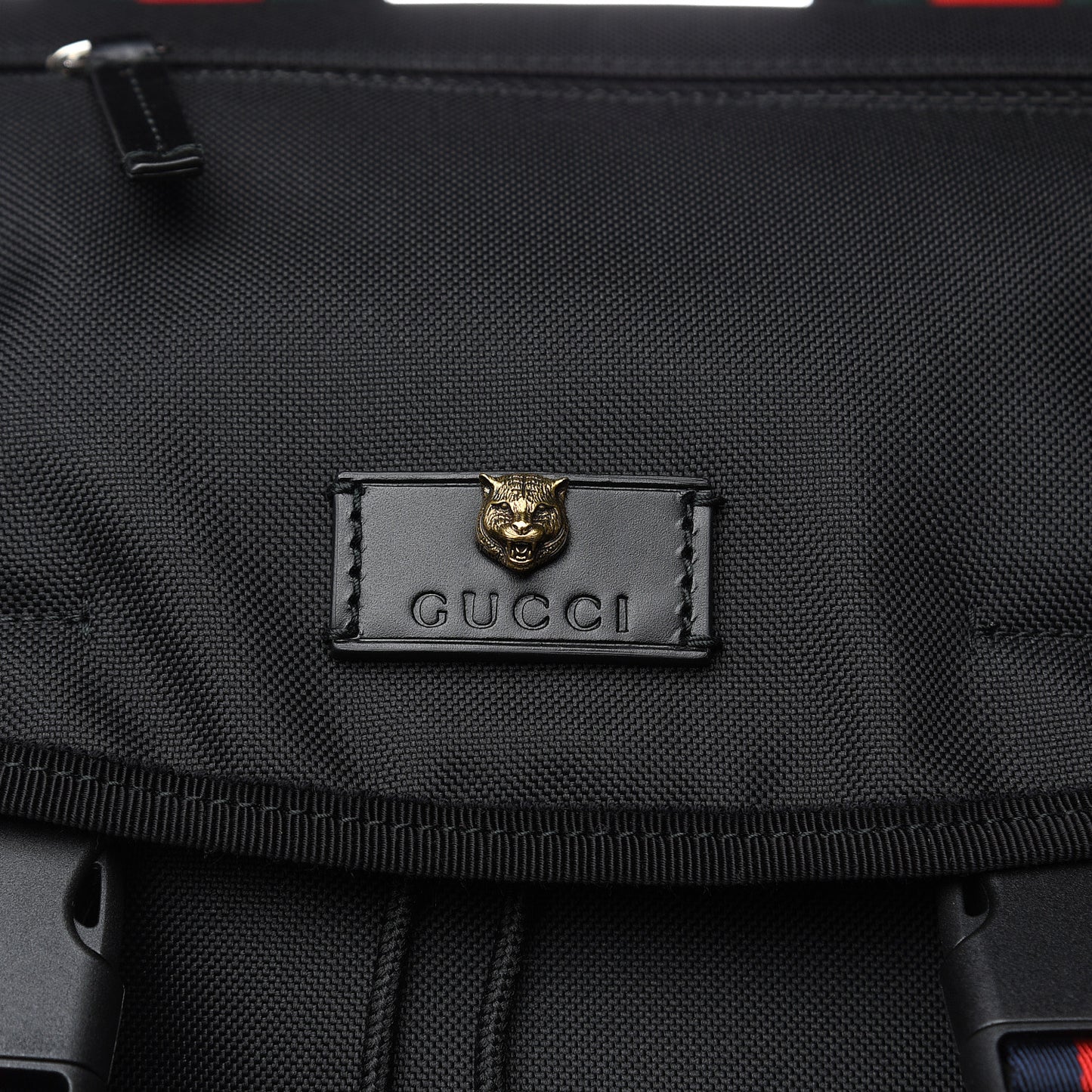Techno Canvas Web Double Buckle Backpack Black
