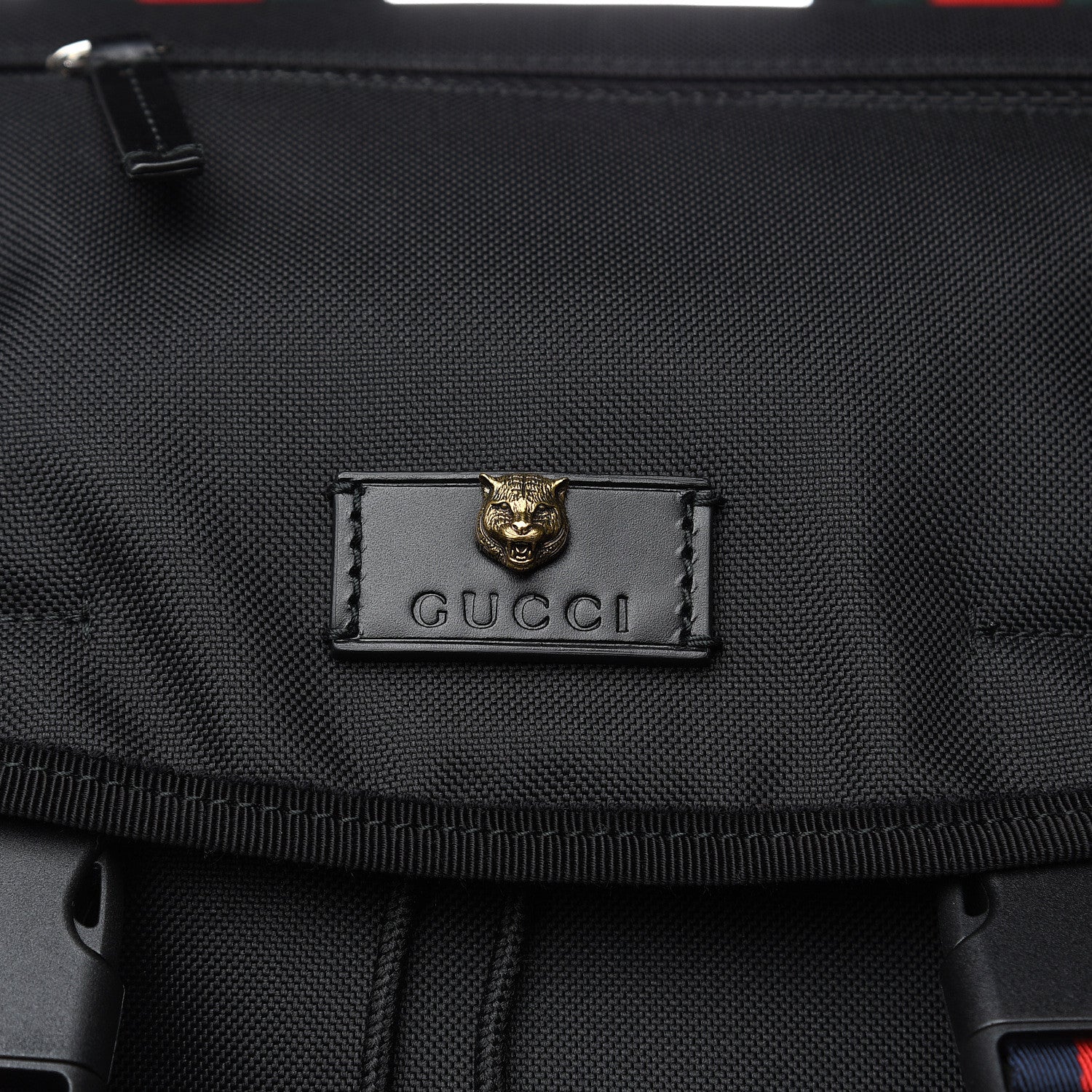 Gucci Techno Canvas Web Double Buckle Backpack Black 8 of 8