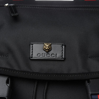 Gucci Techno Canvas Web Double Buckle Backpack Black 8 of 8