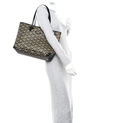 Versace Canvas Calfskin Monogram La Greca Medusa Tote Black Khaki 2 of 10