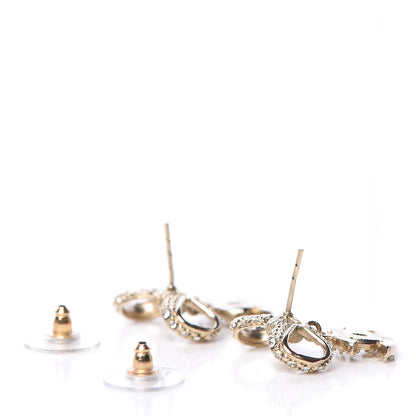 Chanel Crystal CC Bow Drop Earrings Gold 4 of 4