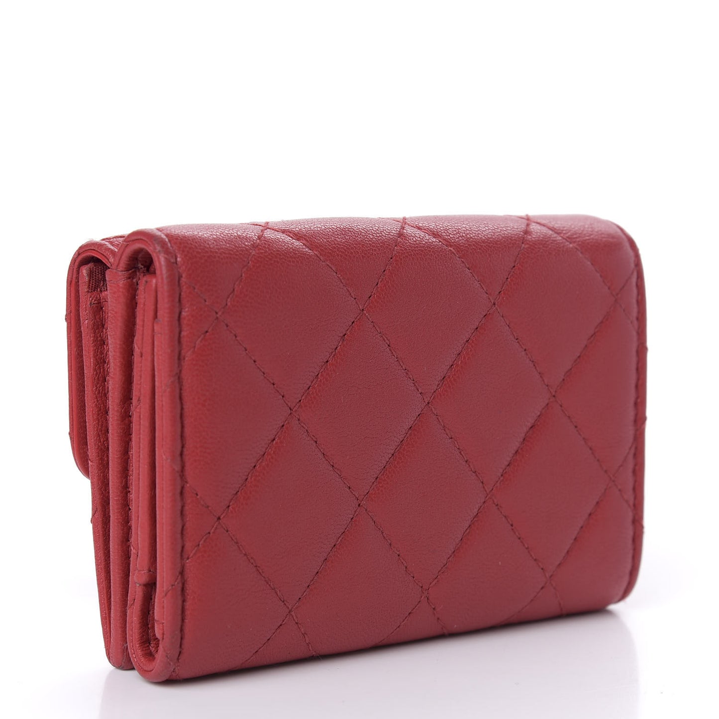 Lambskin Quilted Small 19 Flap Wallet Red