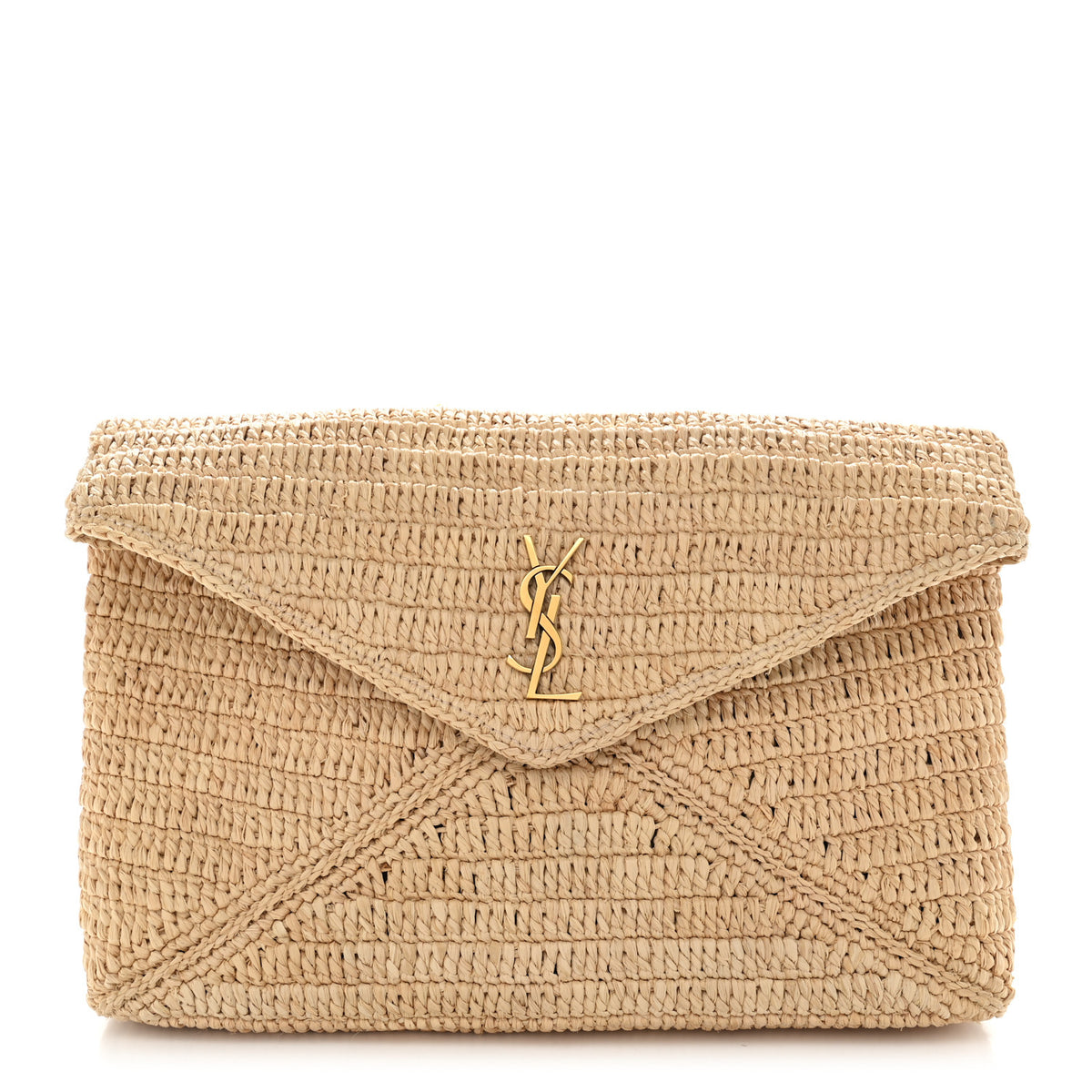 Raffia Large Cassandre Pouch Naturel Brick