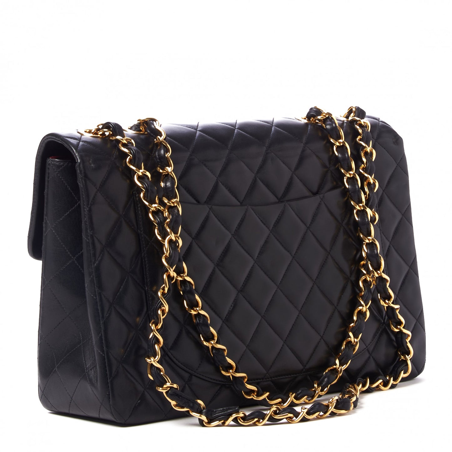 Lambskin Quilted XL Jumbo Single Flap Black
