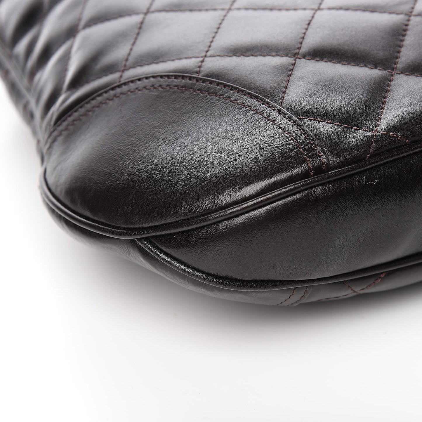Calfskin Quilted Brook Hobo Dark Brown