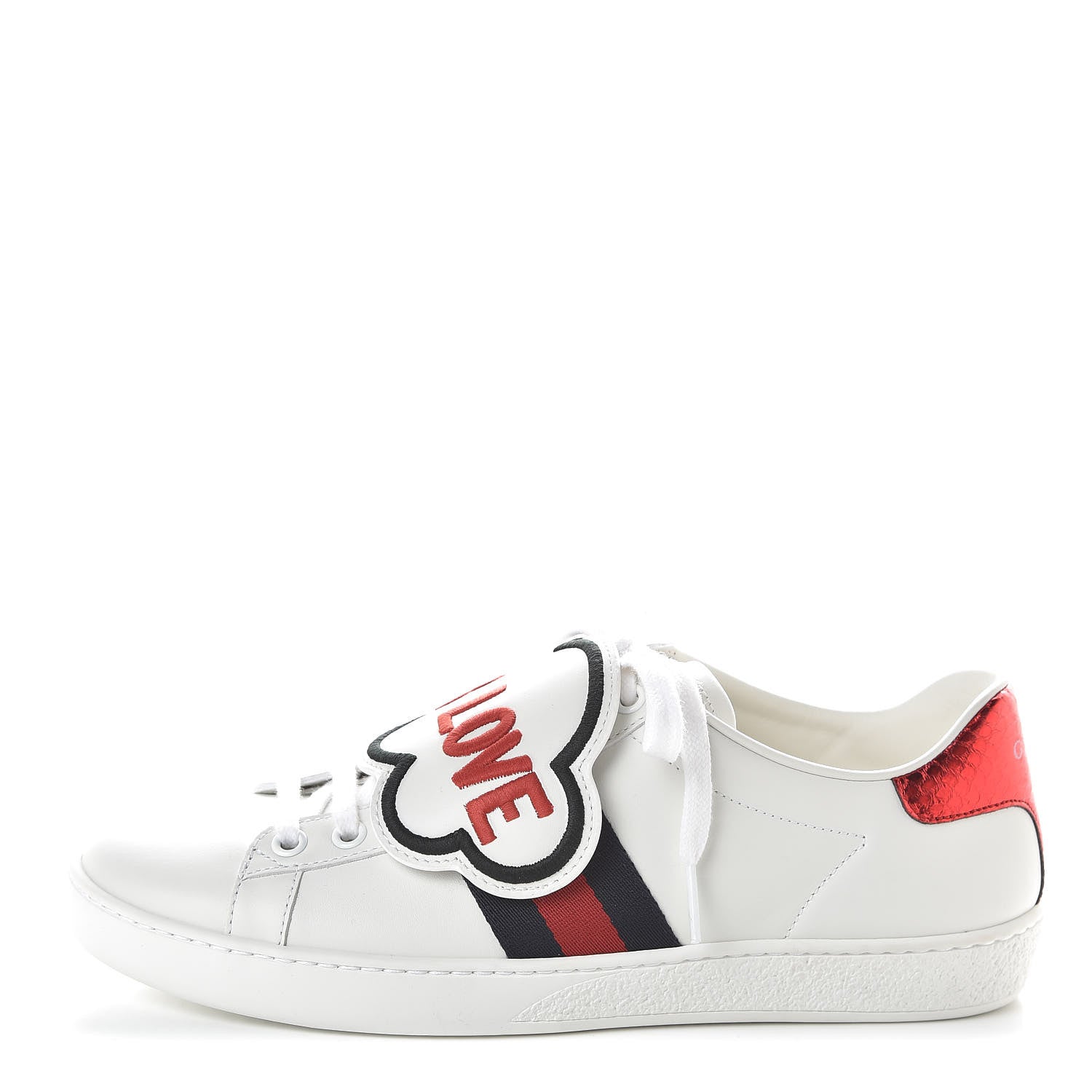 Gucci Calfskin Ayers Blind For Love Embroidered Womens Ace Sneakers 37 White 1 of 9
