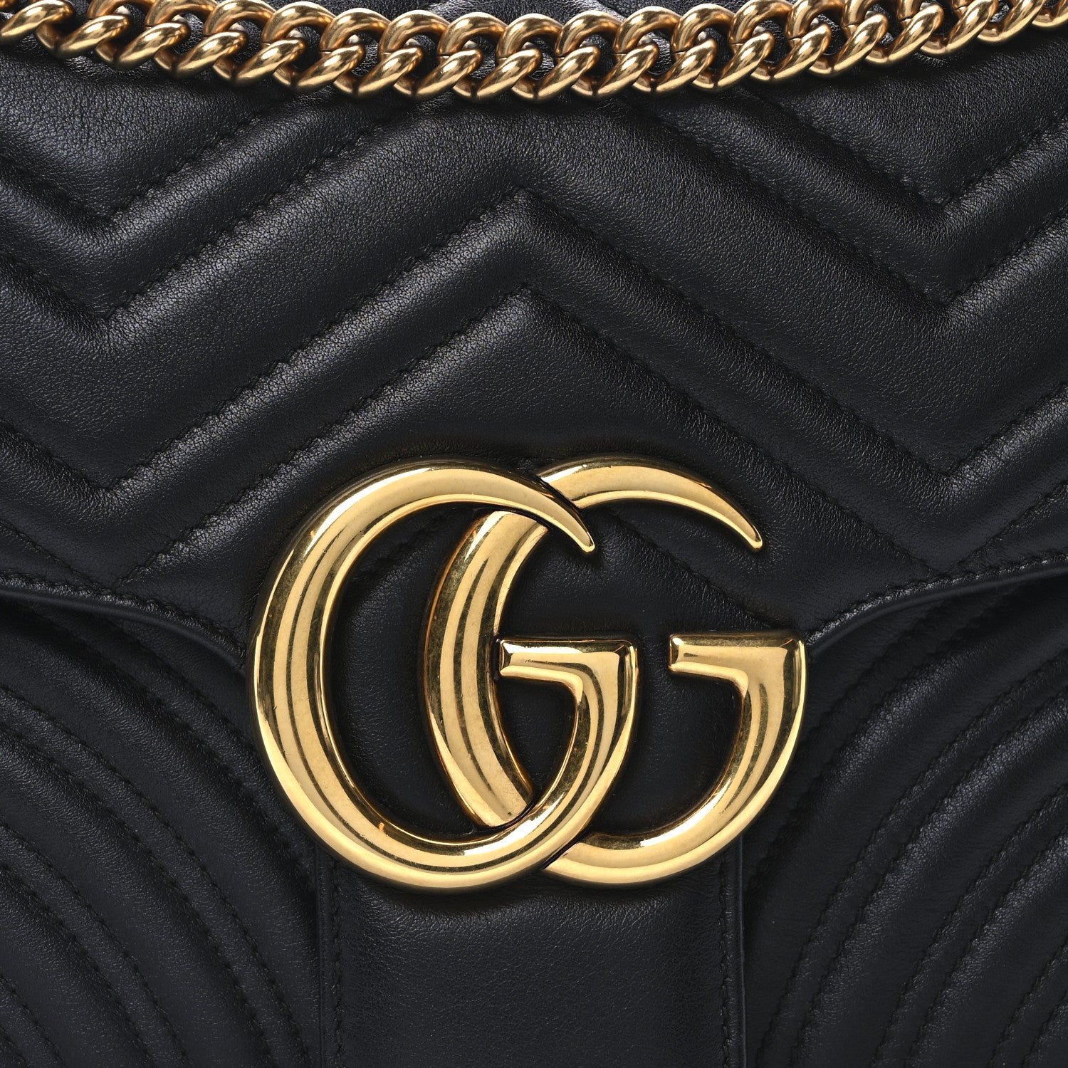 Gucci Calfskin Matelasse Medium GG Marmont Shoulder Bag Black 8 of 10