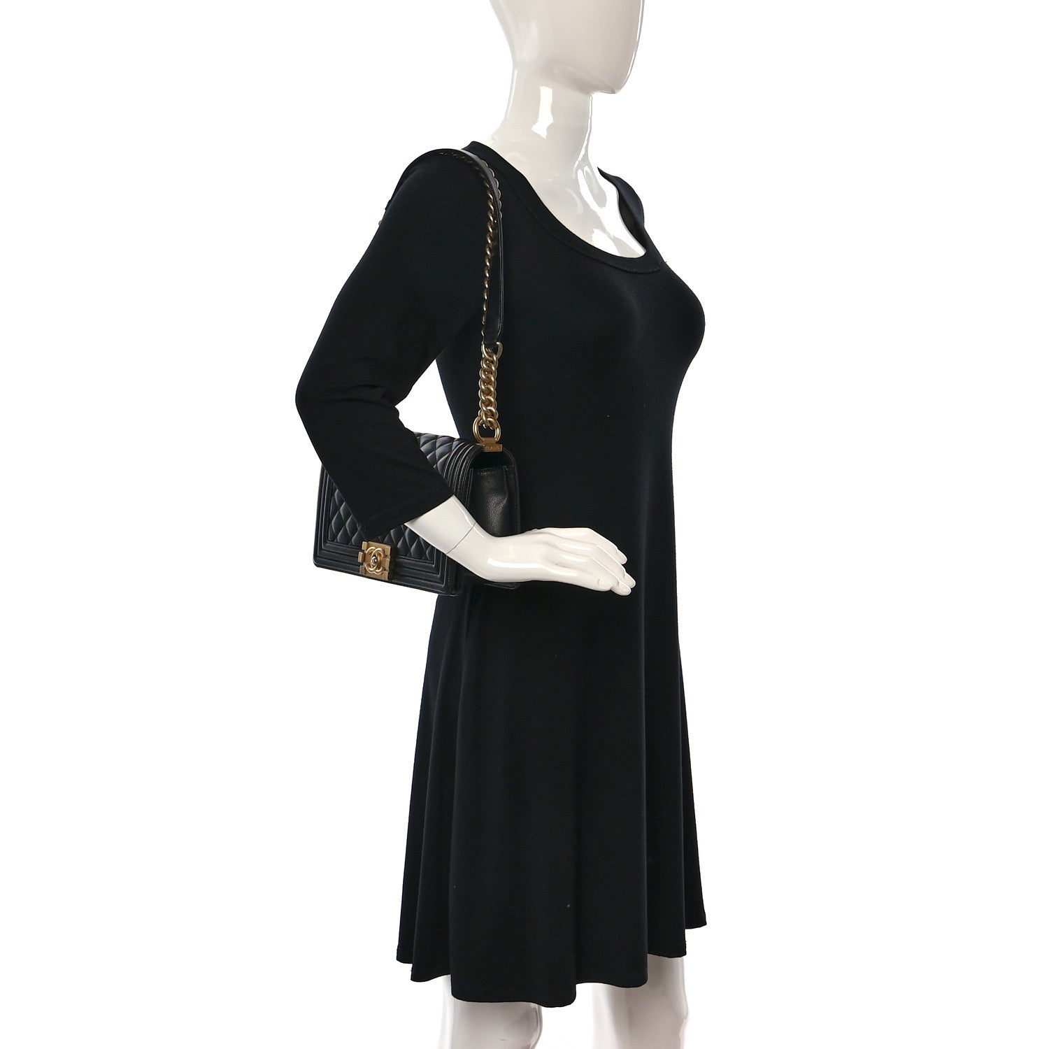 Chanel Caviar Quilted Medium Boy Flap Black 2 of 9