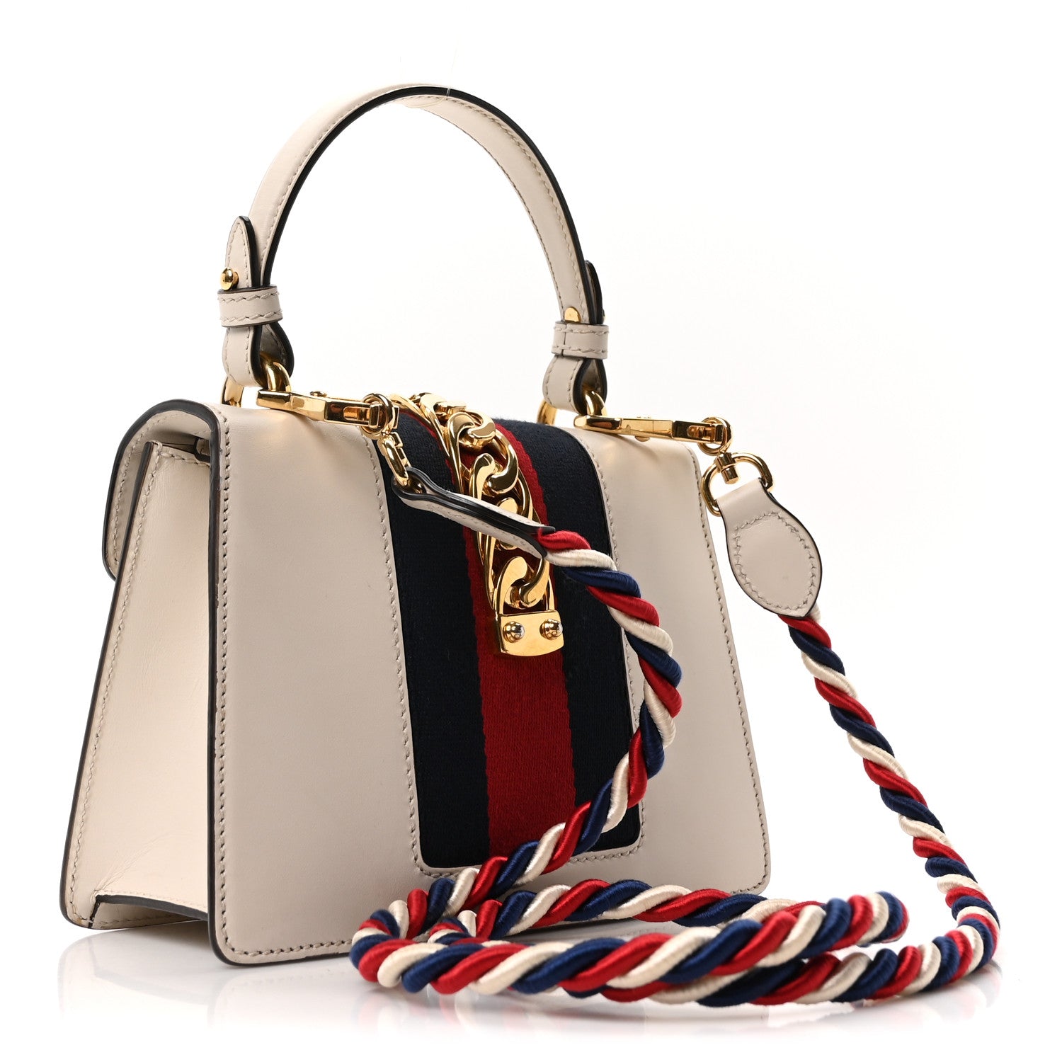 Gucci Calfskin Mini Sylvie Top Handle Bag White 3 of 10
