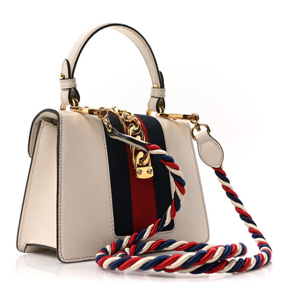 Gucci Calfskin Mini Sylvie Top Handle Bag White 3 of 10