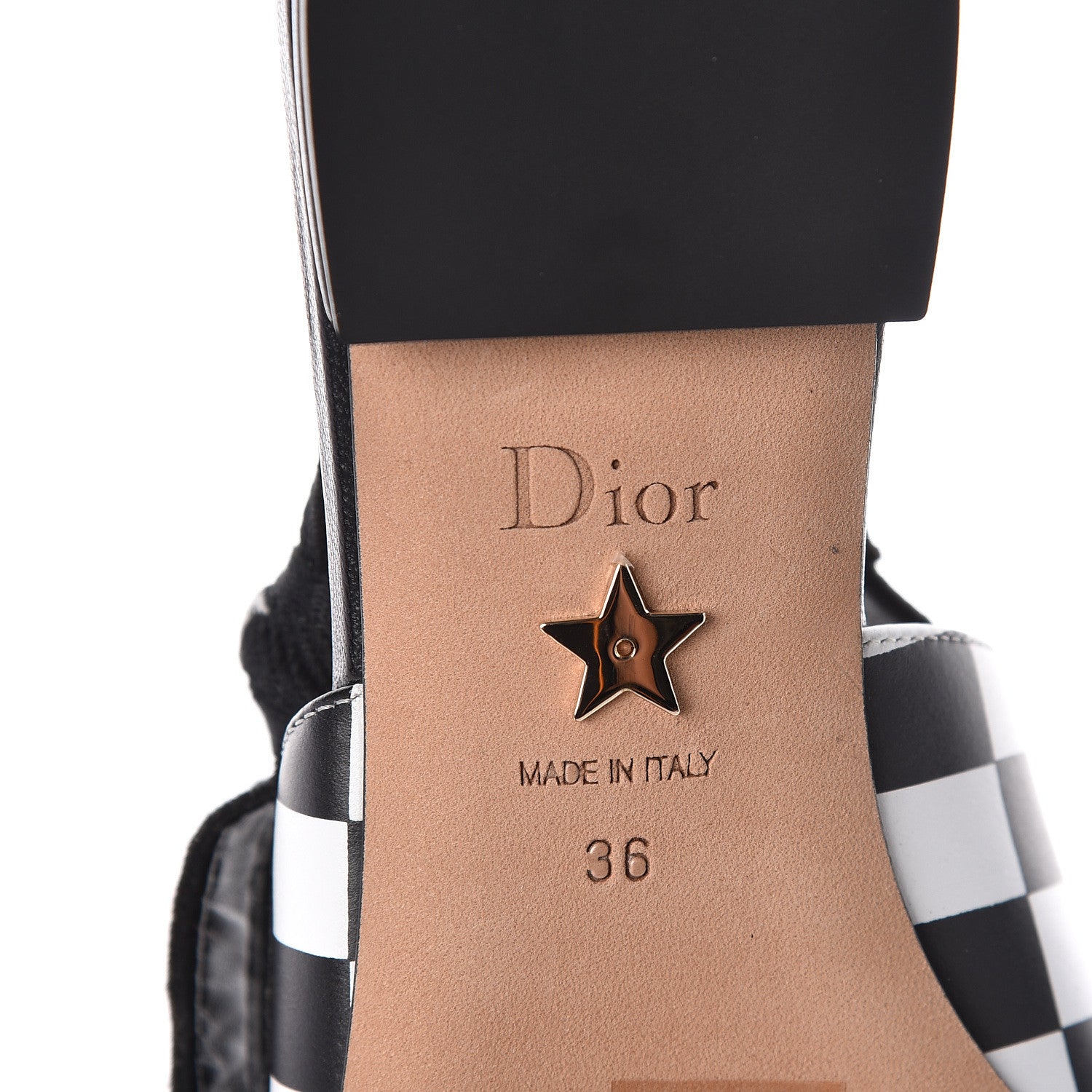 Christian Dior Calfskin Ribbon Checker Print J'Adior Slingback Ballet Flats 36 Black White 6 of 8