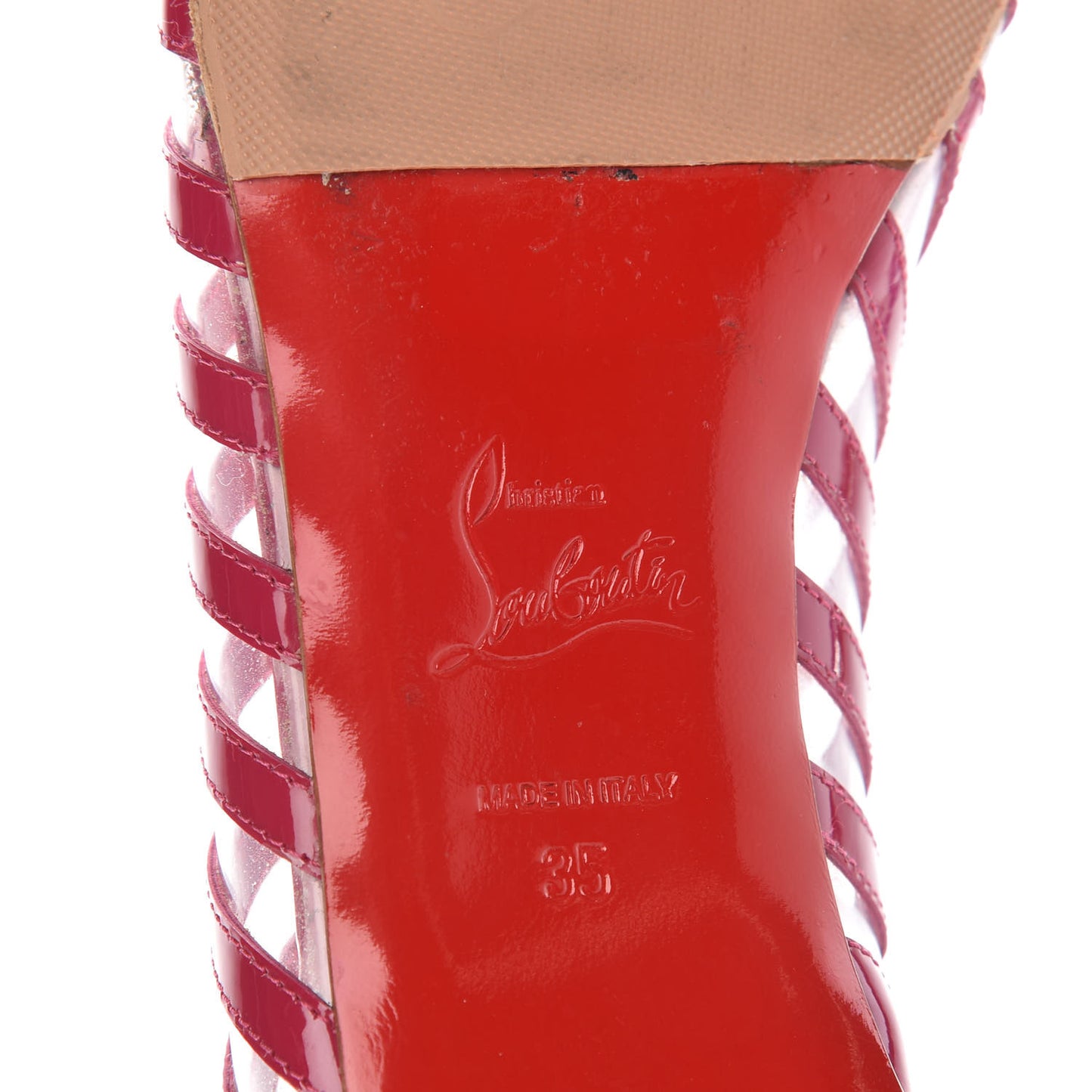 Patent PVC Striped A6 Flats 35 Red