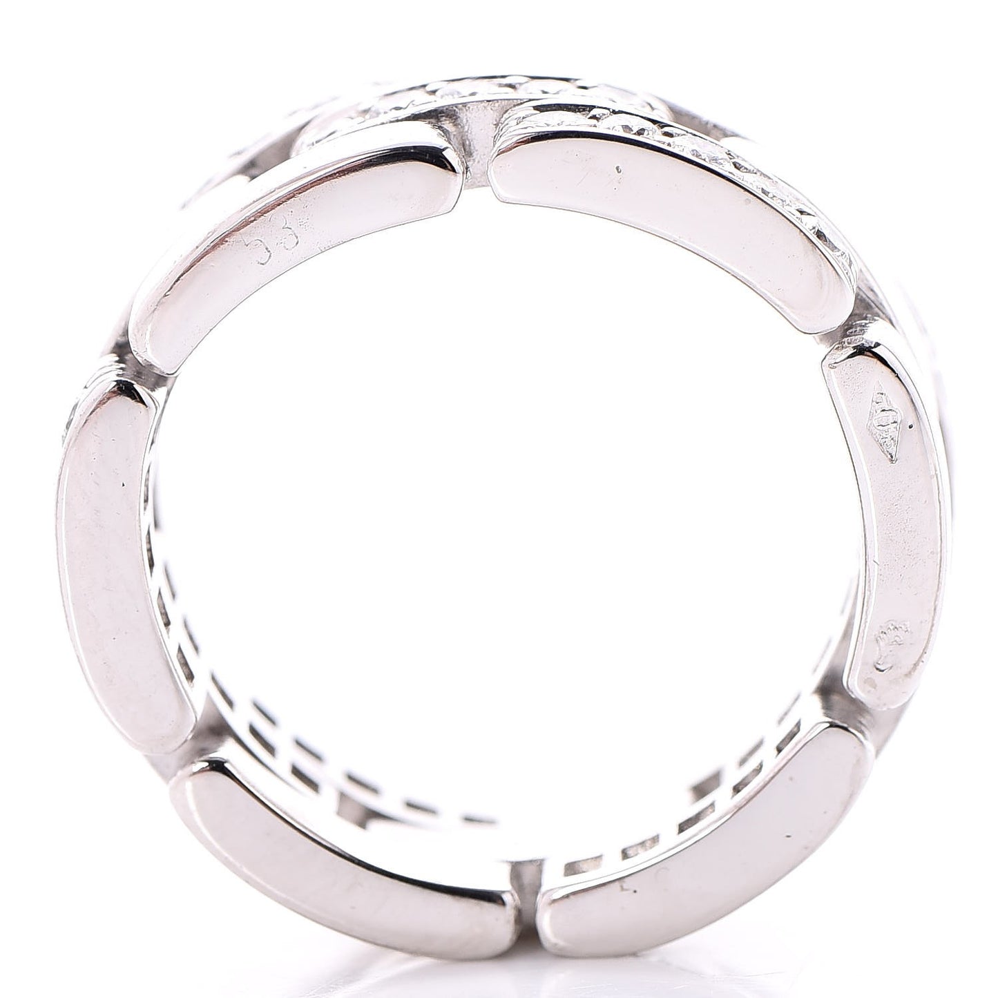 18K White Gold Diamond Maillon Panthere Ring 53 6.25