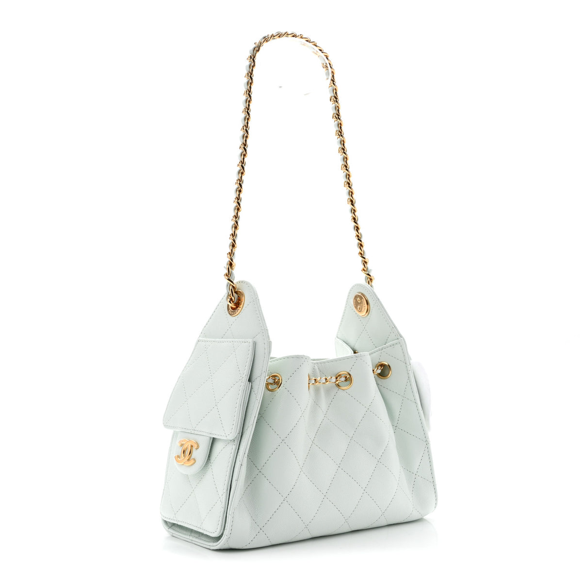 Chanel Caviar Quilted Mini Chanel 25 Handbag Light Blue 5 of 21