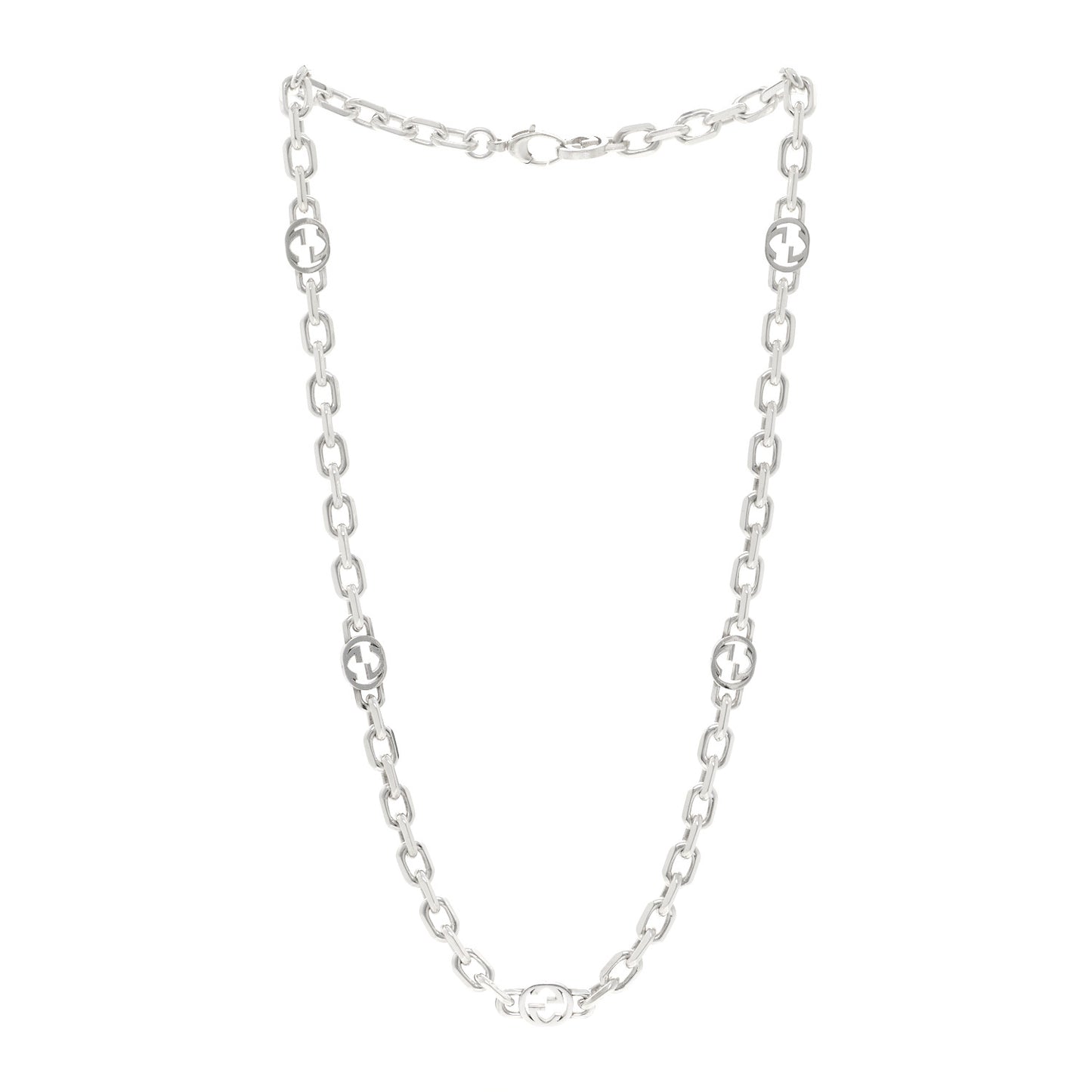 Sterling Silver Interlocking GG Chain Necklace