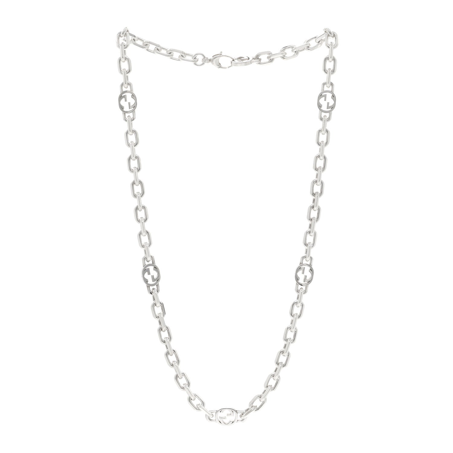 Gucci Sterling Silver Interlocking GG Chain Necklace 3 of 4
