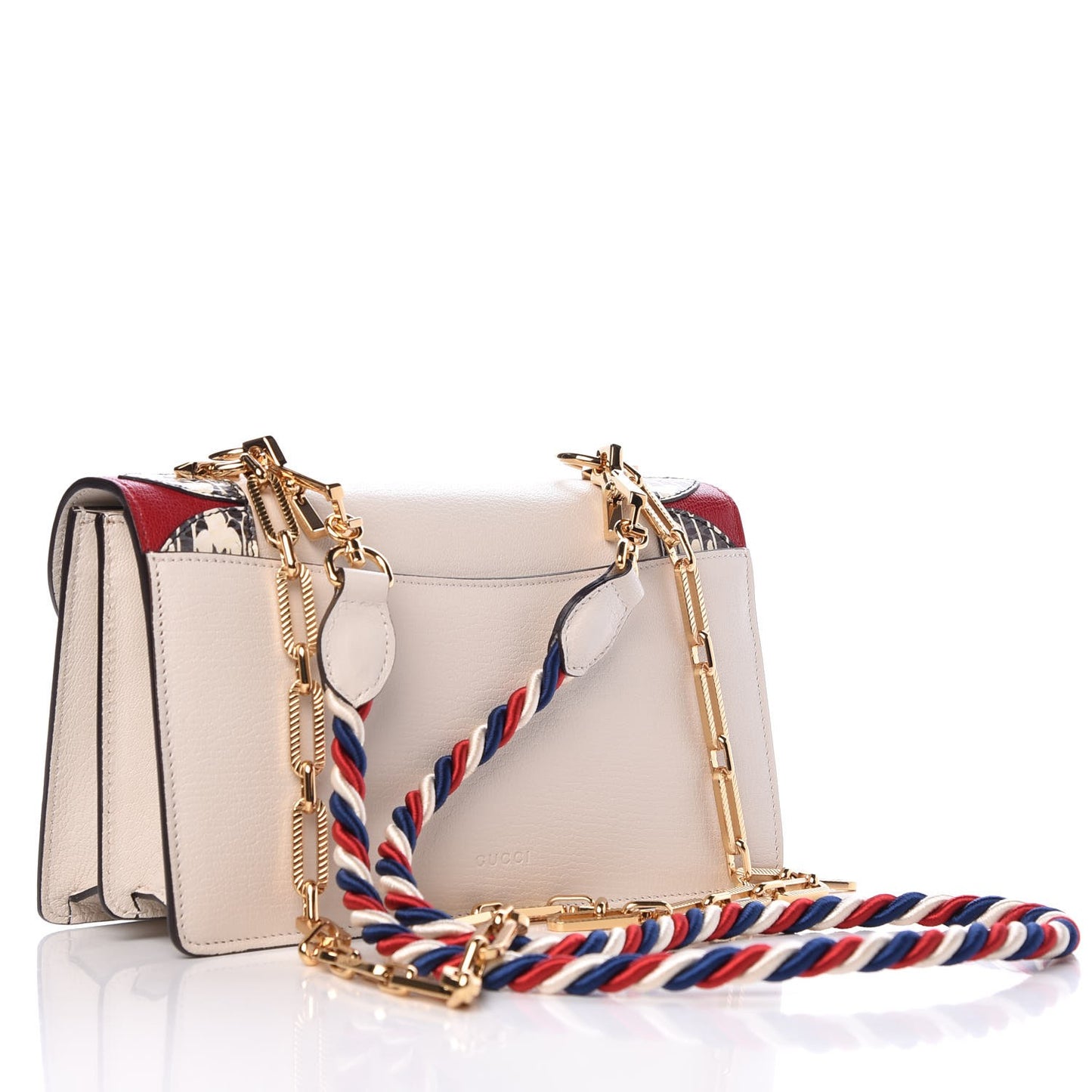 Goatskin Python Fox Broche Shoulder Bag White Red