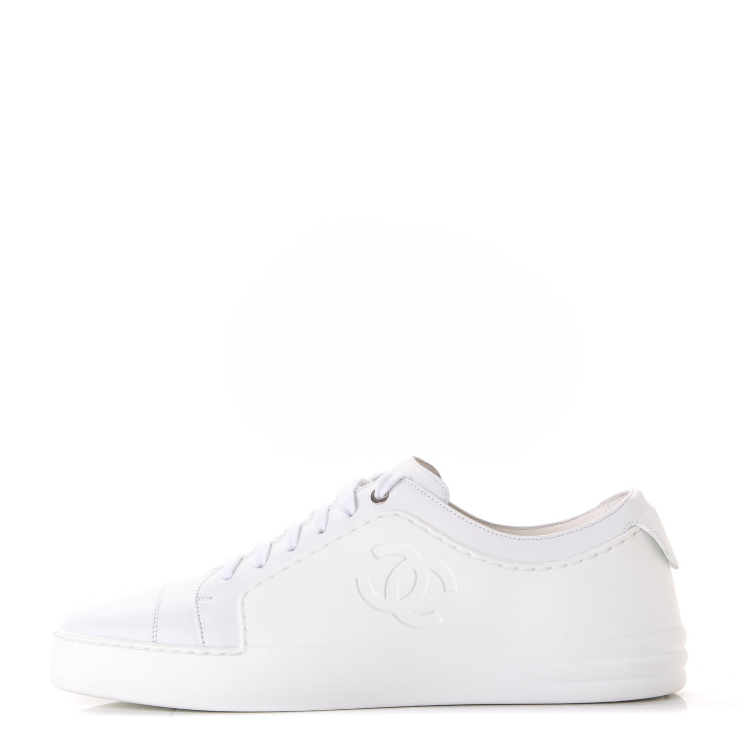 Calfskin Gum Womens CC Sneakers 39 White
