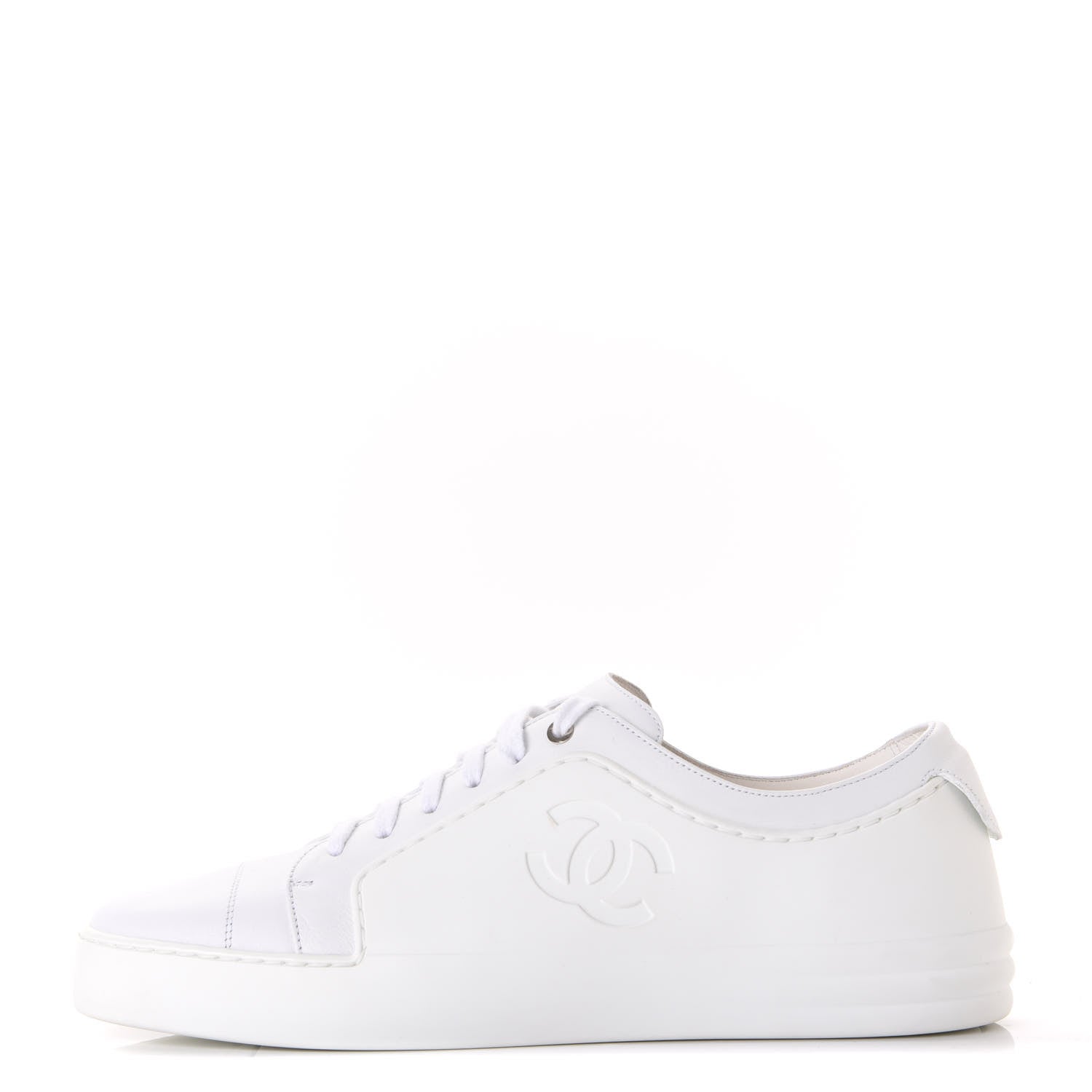 Chanel Calfskin Gum Womens CC Sneakers 39 White 1 of 11