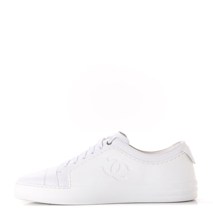 Chanel Calfskin Gum Womens CC Sneakers 39 White 1 of 11