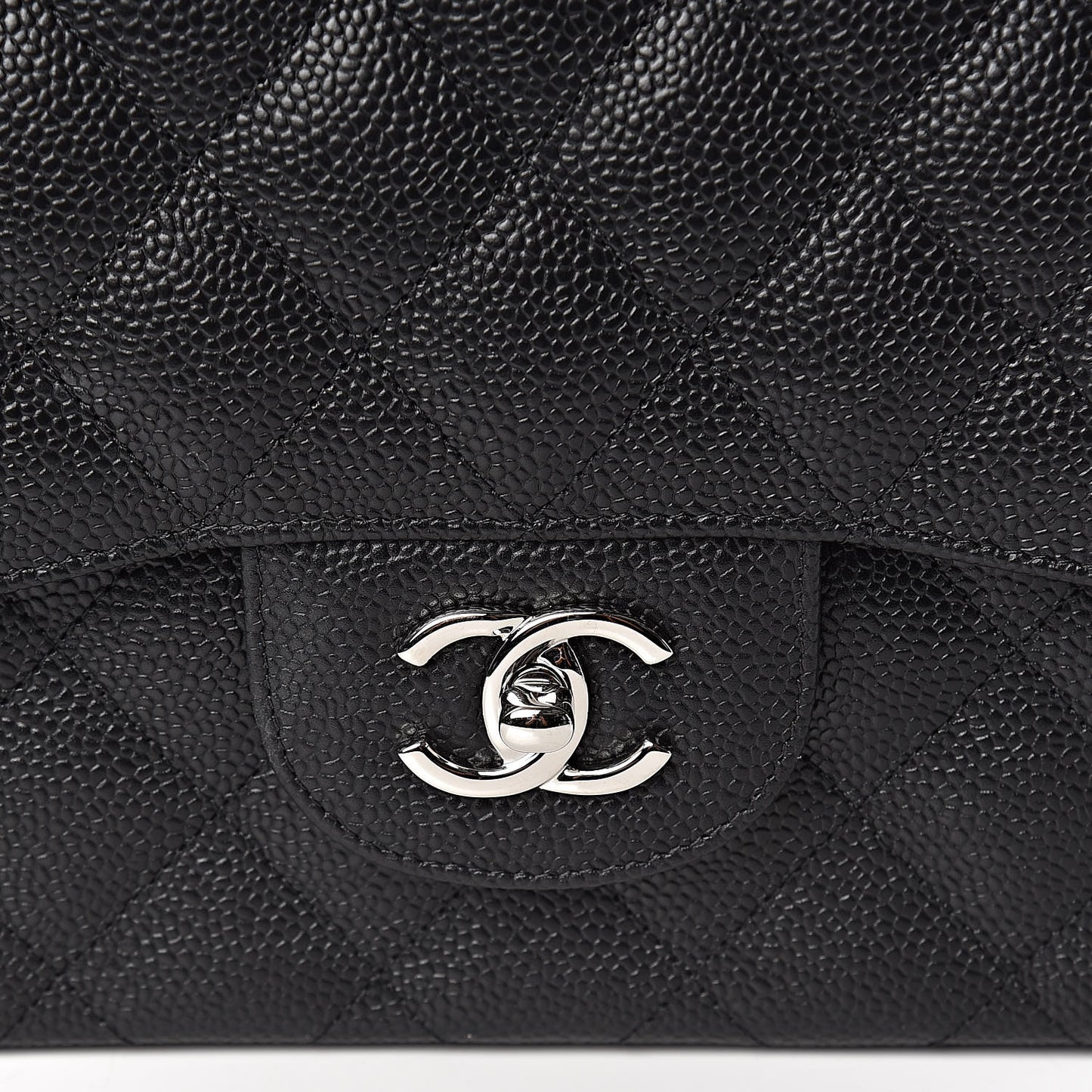 Caviar Quilted Jumbo Double Flap Black