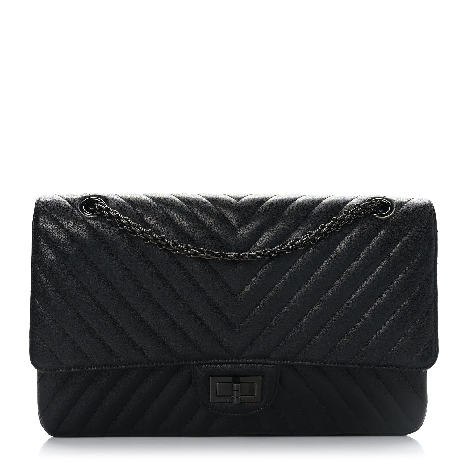 Chanel Sheepskin Chevron Quilted 2.55 Reissue 227 Flap So Black 1 of 10