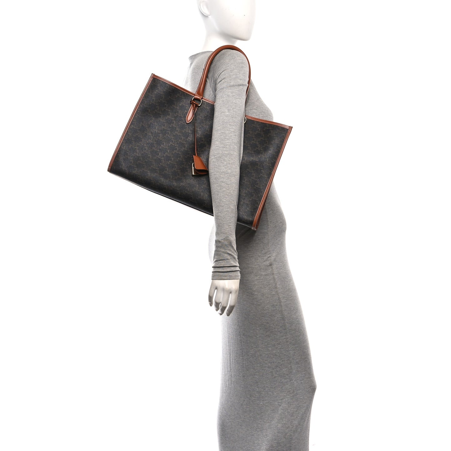 Triomphe Canvas Calfskin Horizontal Cabas Tan
