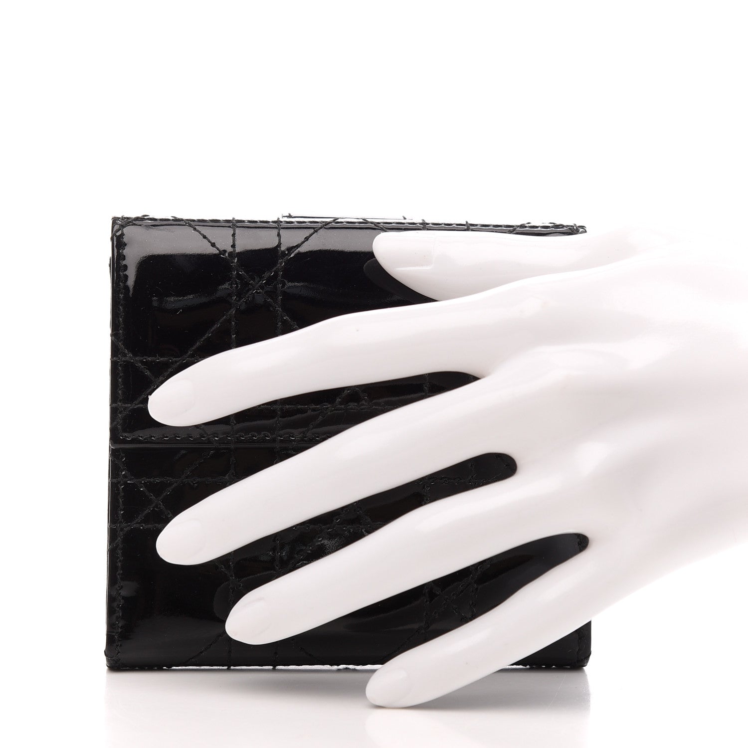 Christian Dior Patent Cannage Lady Dior Compact Wallet Black 2 of 7