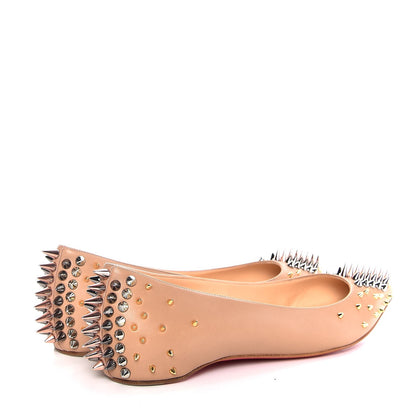 Christian Louboutin Nappa Goldoflat Spikes Flats 38.5 Nude 4 of 9