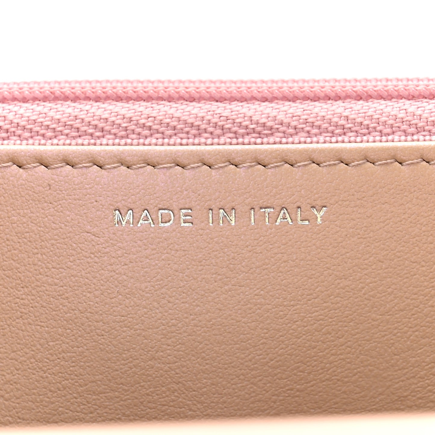 Iridescent Calfskin Quilted Wallet On Chain WOC Pink