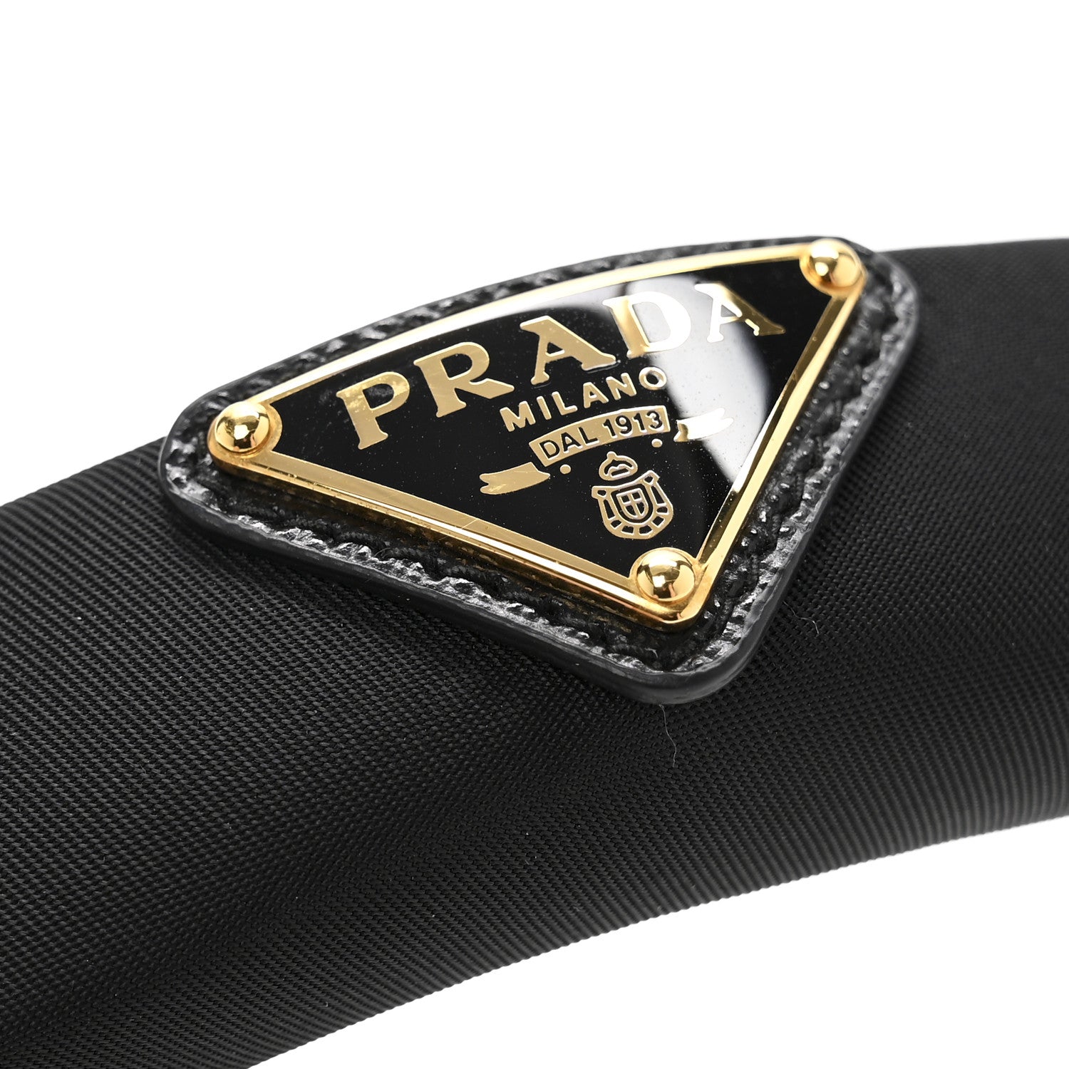 Prada Re-Nylon Metal Triangle Logo Headband Black 6 of 8