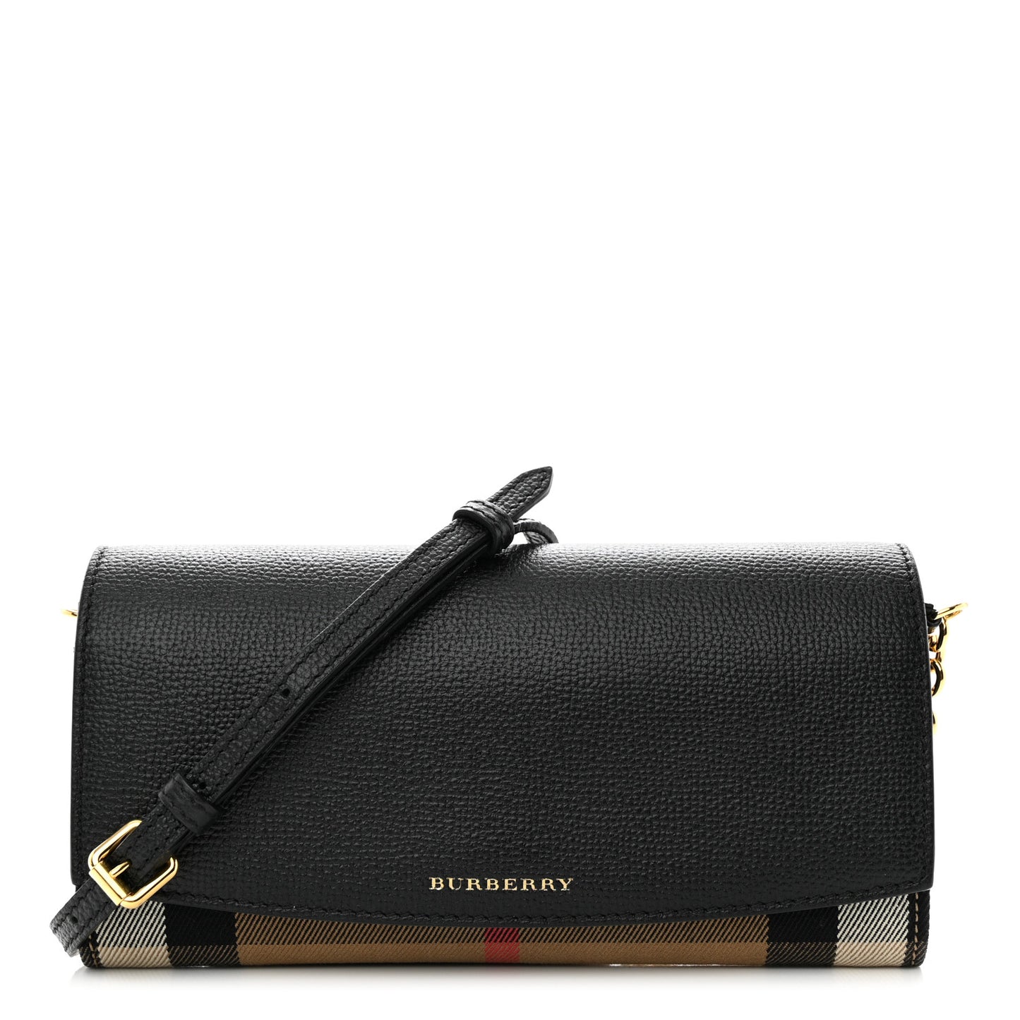 Derby Calfskin House Check Henley Wallet On Chain Black