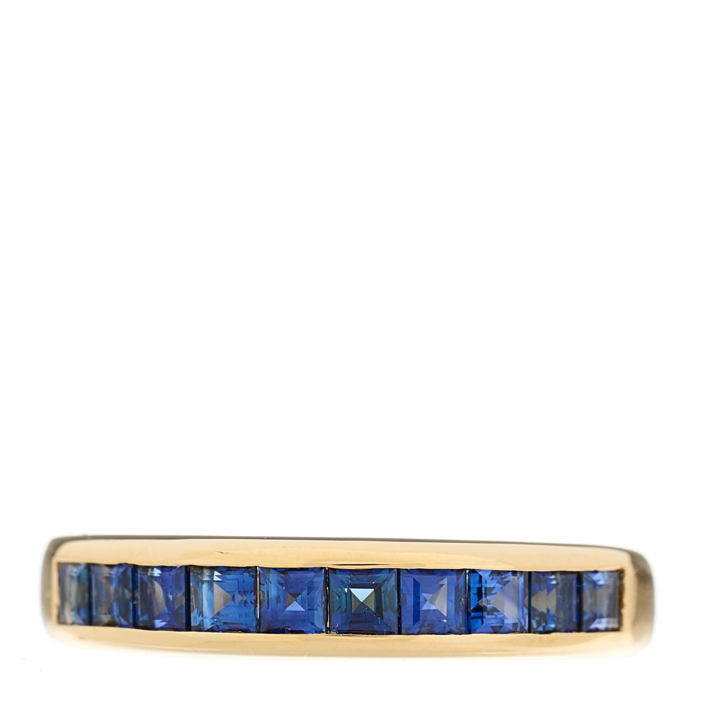 18K Yellow Gold Blue Sapphire 4mm Band Ring 54 6.75