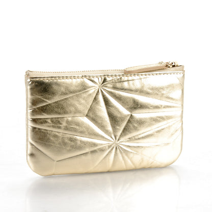 Chanel Metallic Lambskin Embossed Cosmetic Pouch Gold 3 of 7