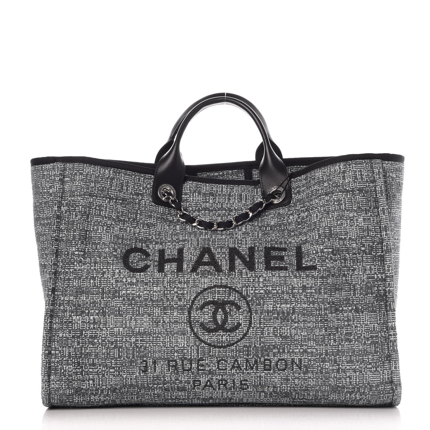 Chanel Canvas Large Deauville Tote Charcoal 1 of 8