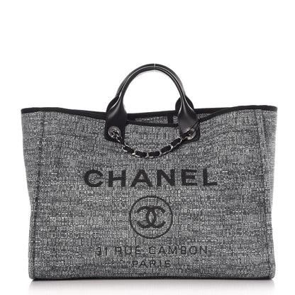 Chanel Canvas Large Deauville Tote Charcoal 1 of 8