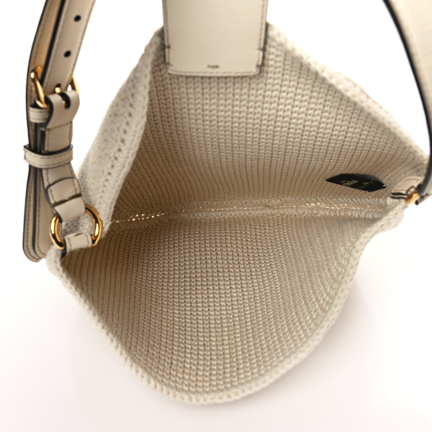 Fendi Fabric Crochet Vitello Grace Small Croissant Hobo Uovo 4 of 7