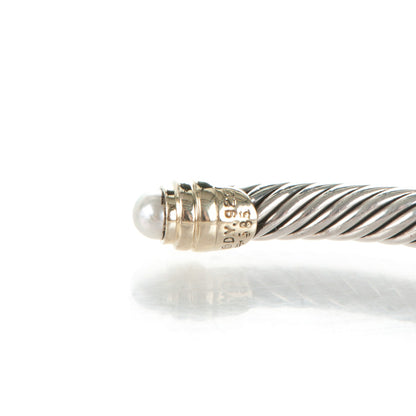 David Yurman Sterling Silver 14K Yellow Gold Pearl 5mm Cable Classics Petite Color Bracelet 4 of 4