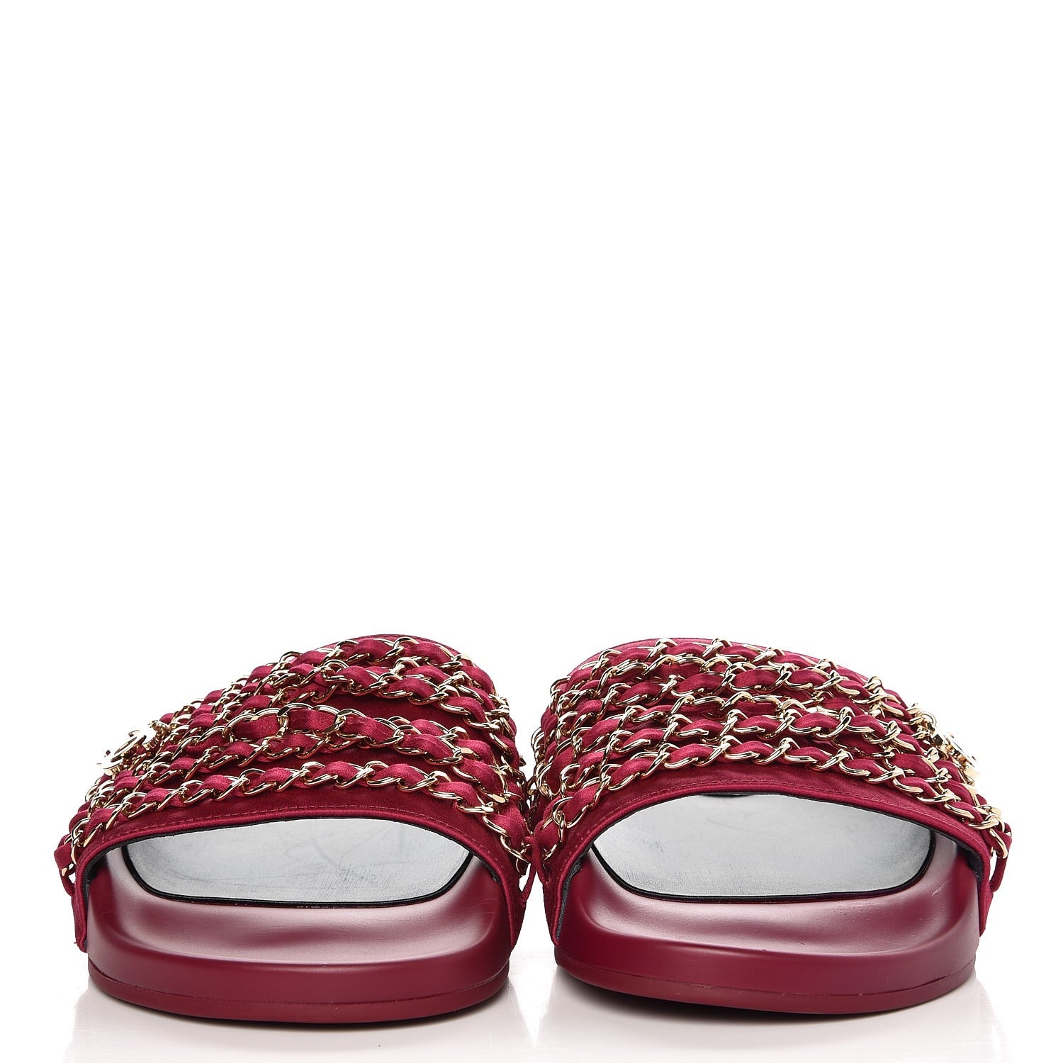 Chanel Satin Chain Flat Sandals 39 Dark Fuchsia 3 of 9
