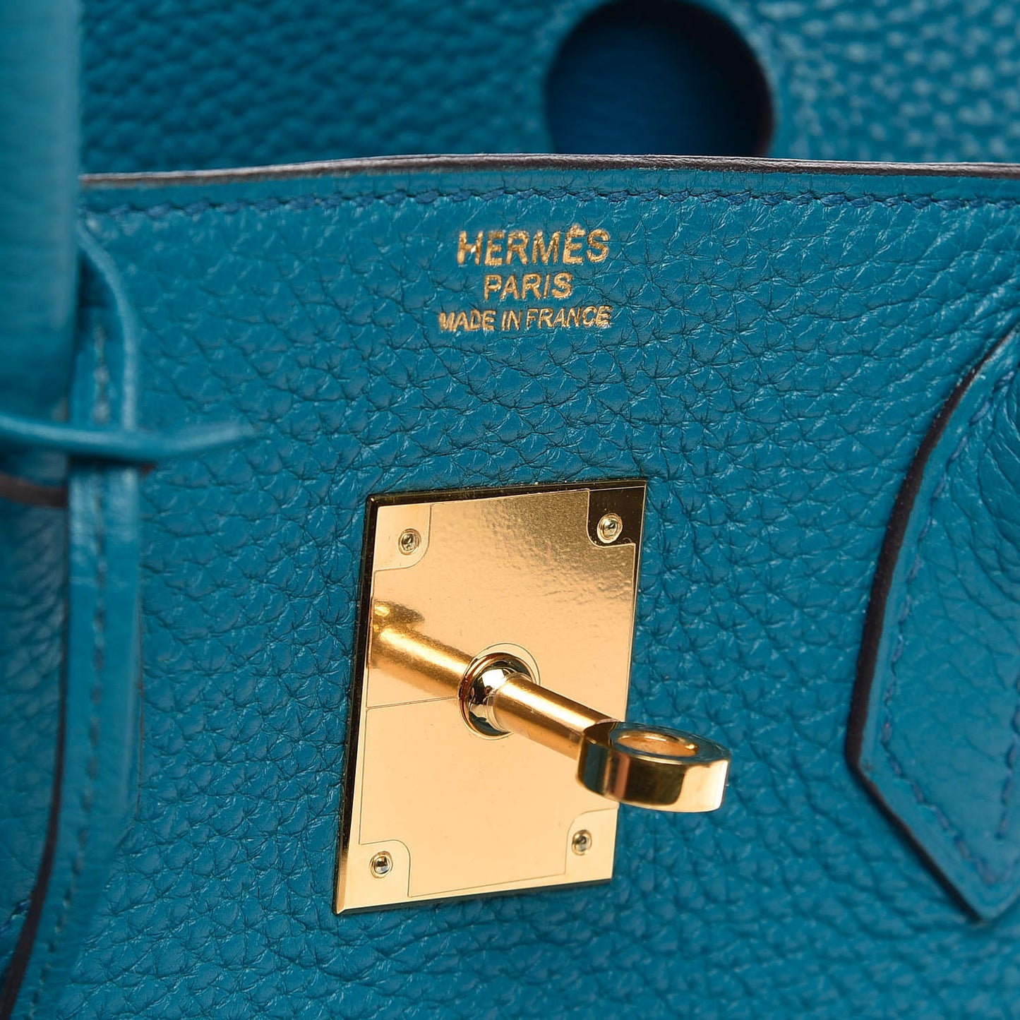 Taurillon Clemence Birkin 30 Bleu Izmir