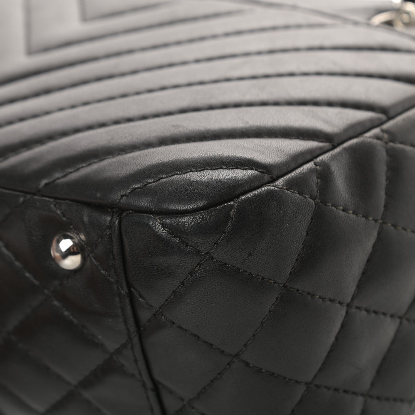Lambskin Chevron Quilted Shoulder Bag Black