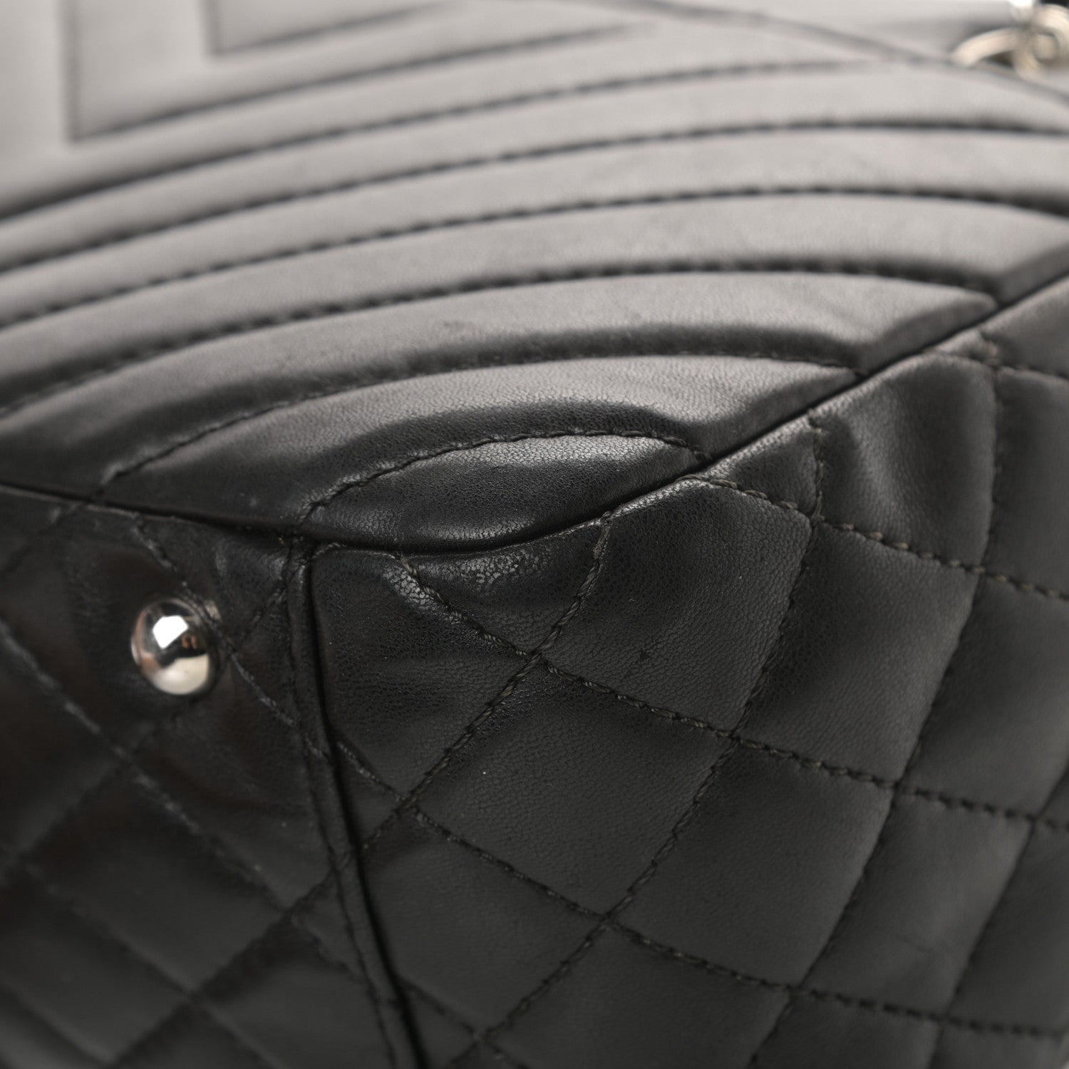 Chanel Lambskin Chevron Quilted Shoulder Bag Black 10 of 14