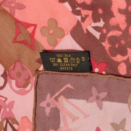 Silk Monogram Arty Square Scarf Pale Pink