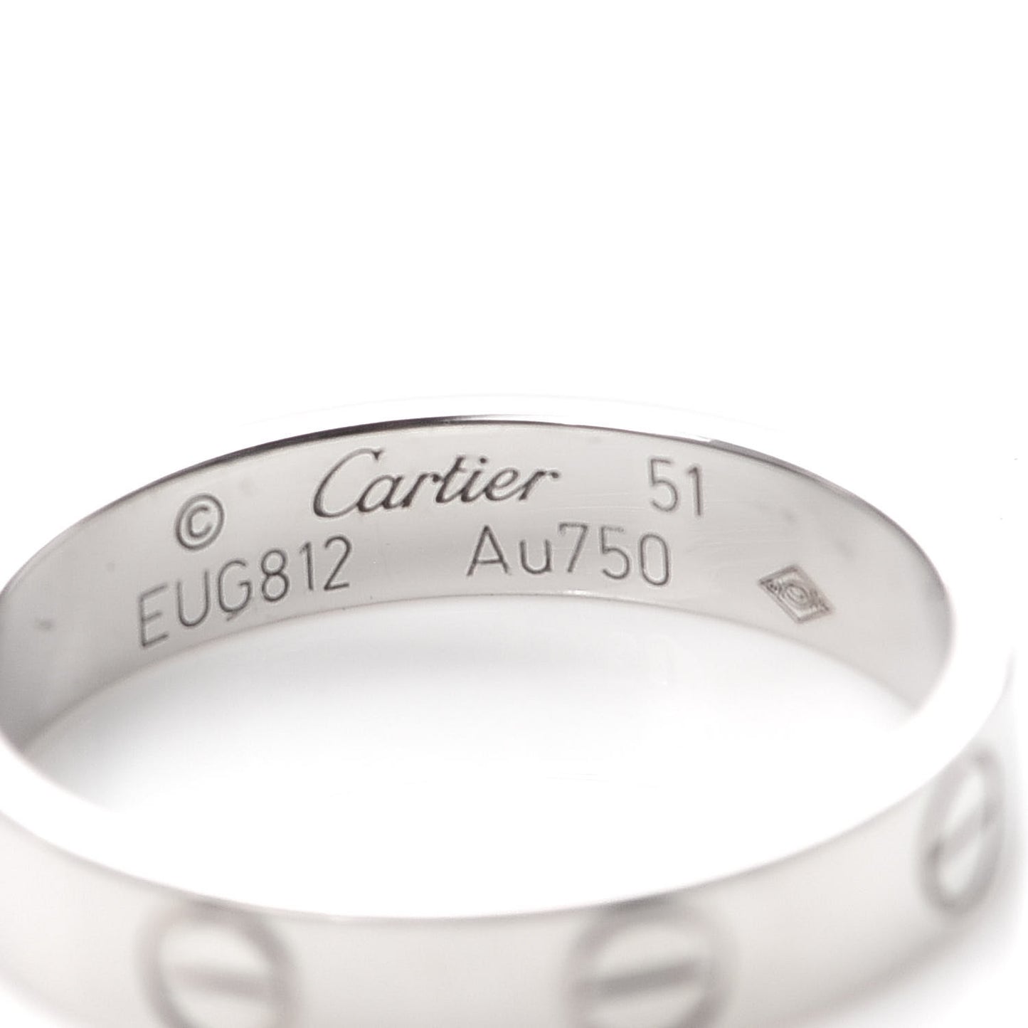 18K White Gold 3.5mm LOVE Wedding Band Ring 51 5.75
