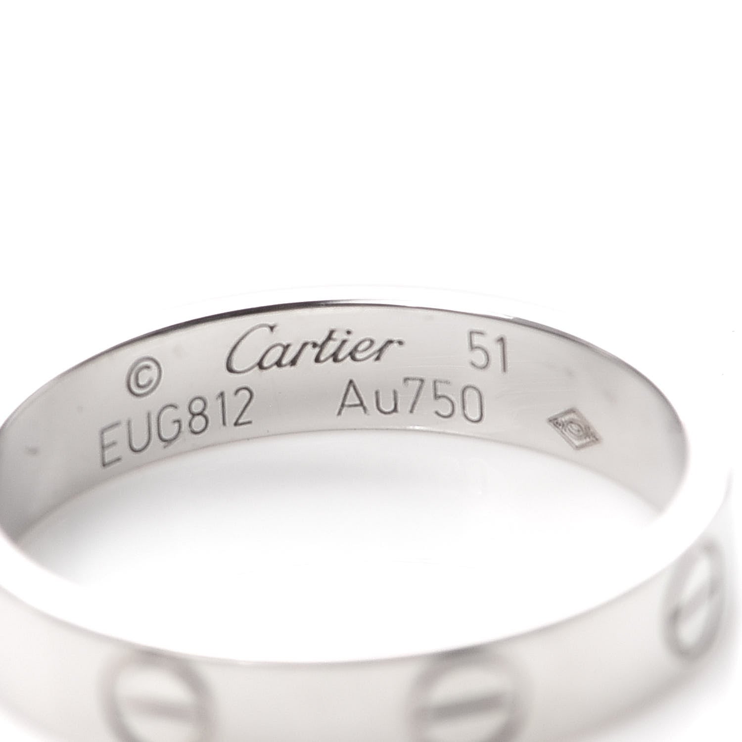 Cartier 18K White Gold 3.5mm LOVE Wedding Band Ring 51 5.75 4 of 4